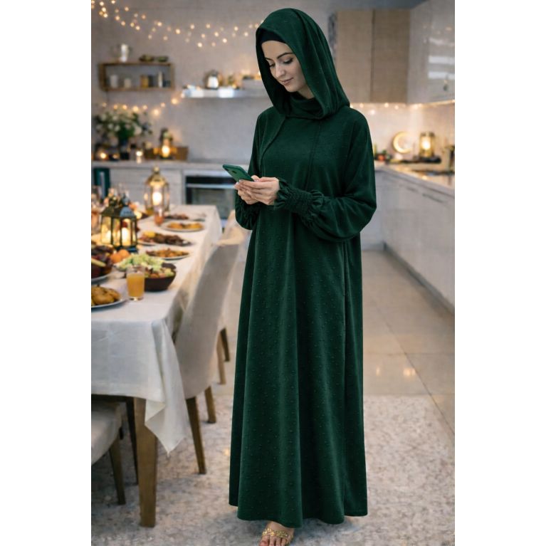 Women’s 1 Piece Jilbab Soundouss with Hood and Inner Underscarf