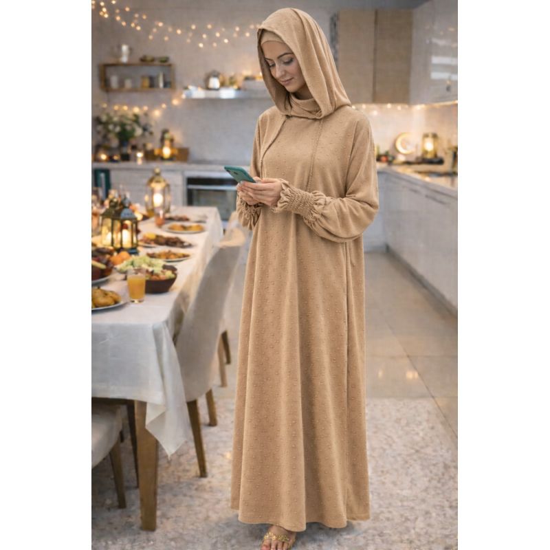 Jilbab long 1 pièce femme Soundouss avec capuche double style