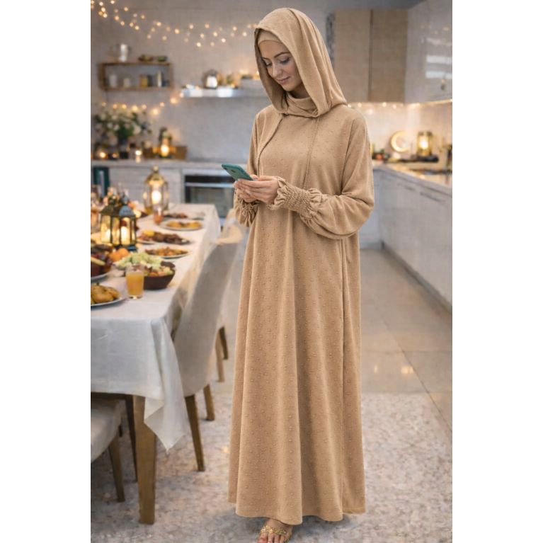 Jilbab long 1 pièce femme Soundouss avec capuche double style