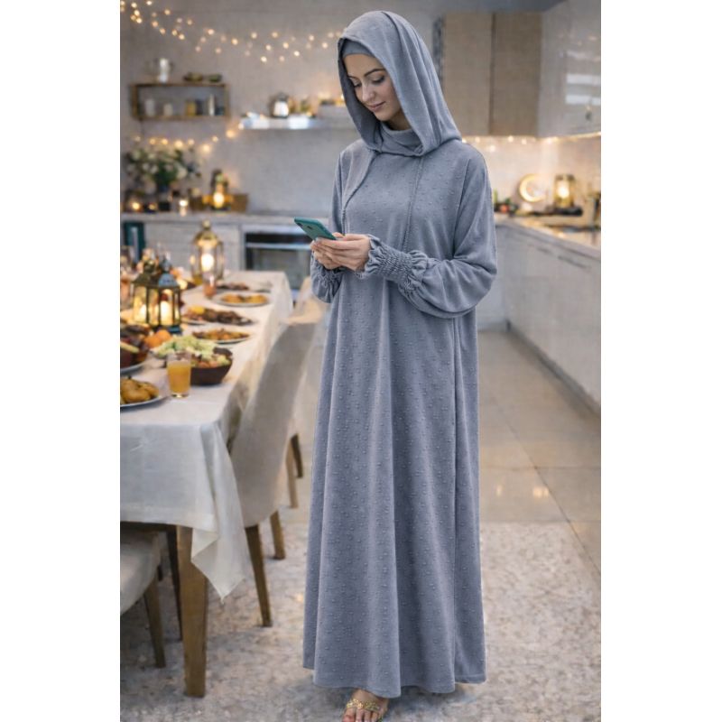 Women’s 1 Piece Jilbab Soundouss with Hood and Inner Underscarf
