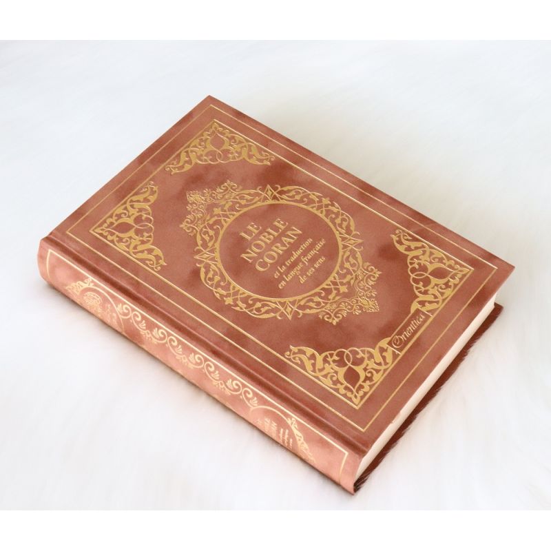 Le Noble Coran Marron clair Doré- Edition de Luxe Couverture Daim - Index des Sourates - Français-Arabe - Orientica