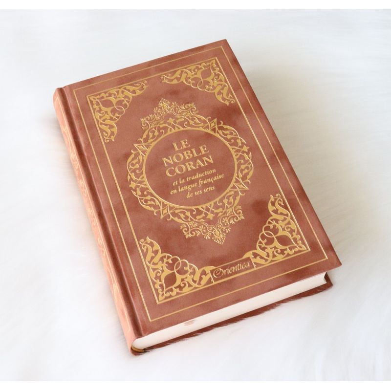 Le Noble Coran Marron clair Doré- Edition de Luxe Couverture Daim - Index des Sourates - Français-Arabe - Orientica
