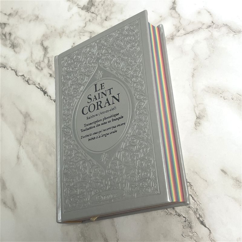 Le Saint Coran Arc en Ciel - Ar / Fr / Ph - Edition De Luxe - Couverture En Daim Argentéé