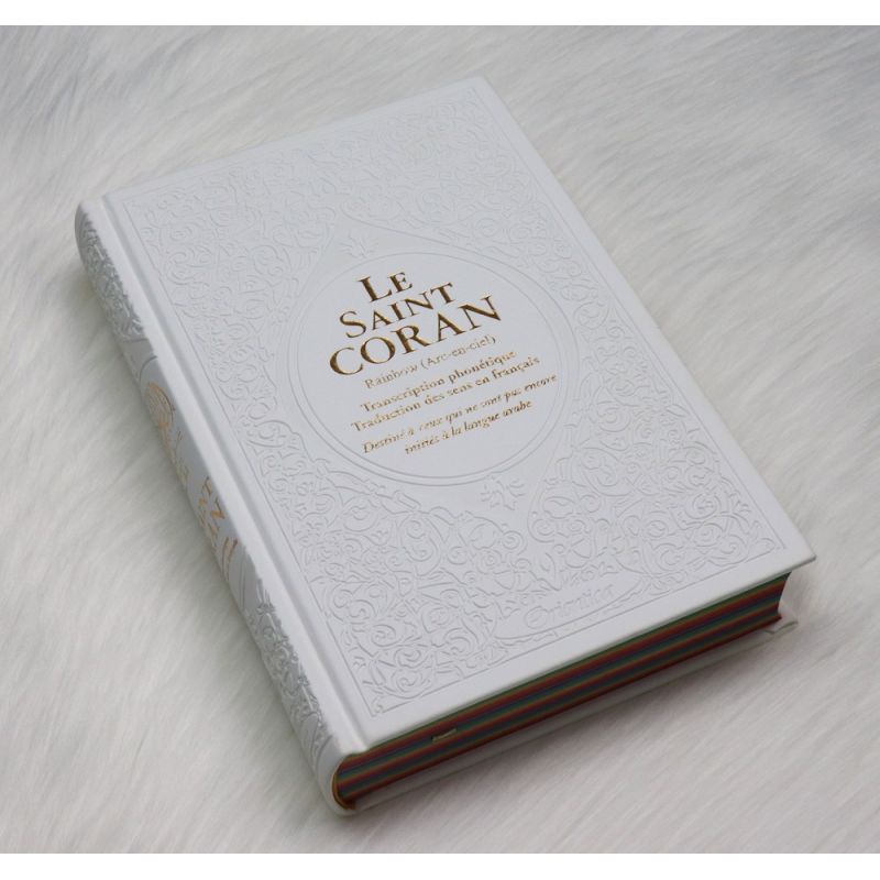 Le Saint Coran Arc en Ciel - Ar / Fr / Ph - Edition De Luxe - Couverture En Daim Blanc