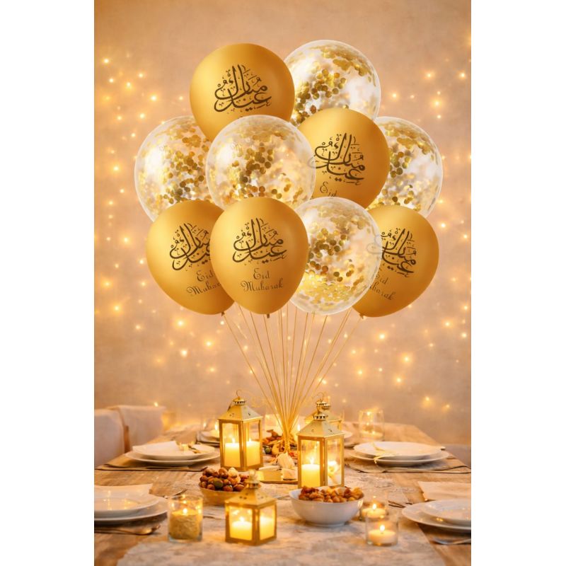Eid Mubarak Balloons – Pack of 10 Party Decoration