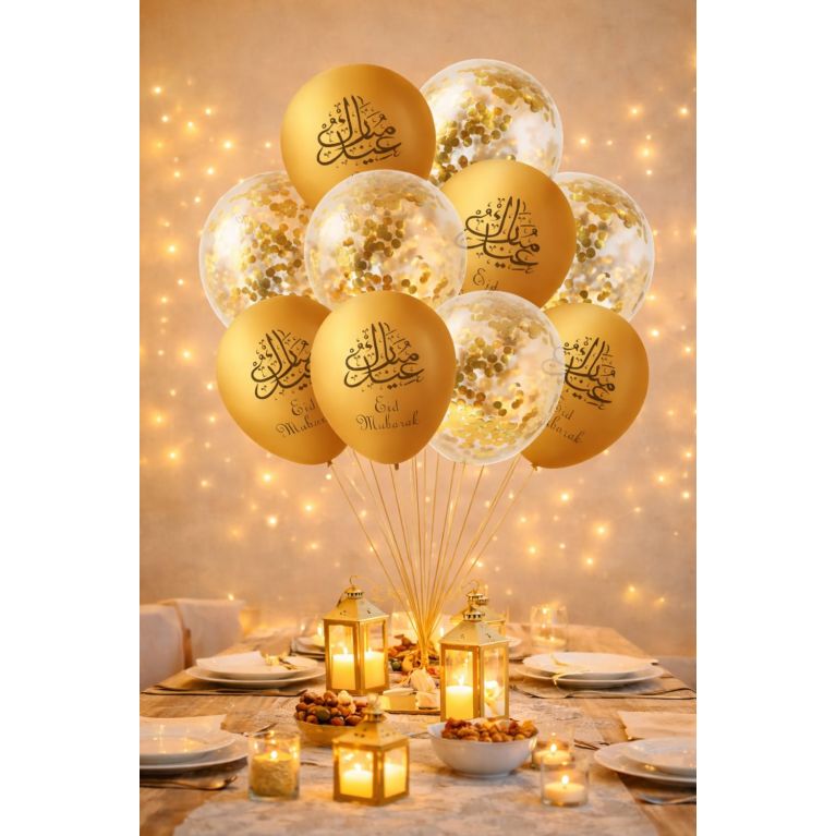 Ballons Eid Mubarak – Lot de 10 pour Décoration de Fête