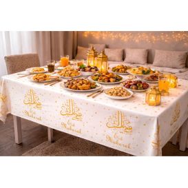 Eid Mubarak Plastic Tablecloth – 137 × 183 cm