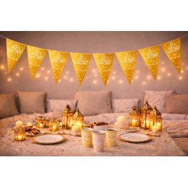 Eid Mubarak Banner – 10 Triangular Flags (1.65 m)