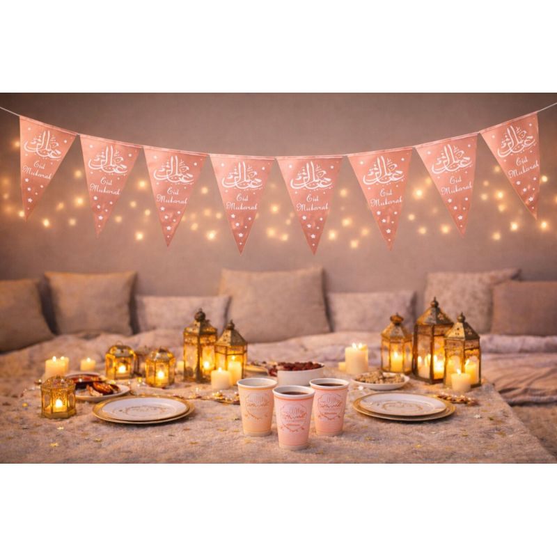 Eid Mubarak Banner – 10 Triangular Flags (1.65 m)