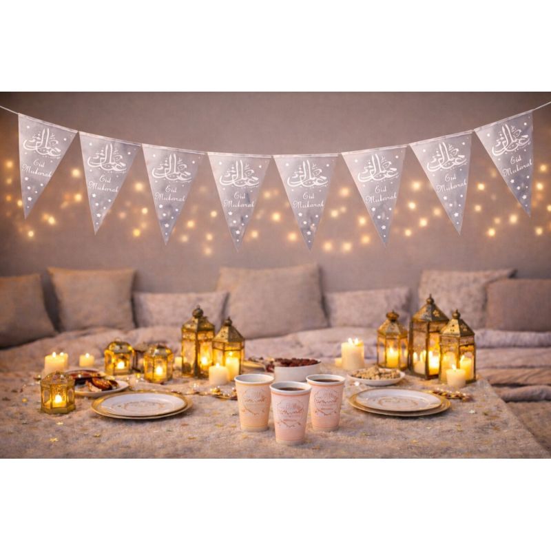 Eid Mubarak Banner – 10 Triangular Flags (1.65 m)
