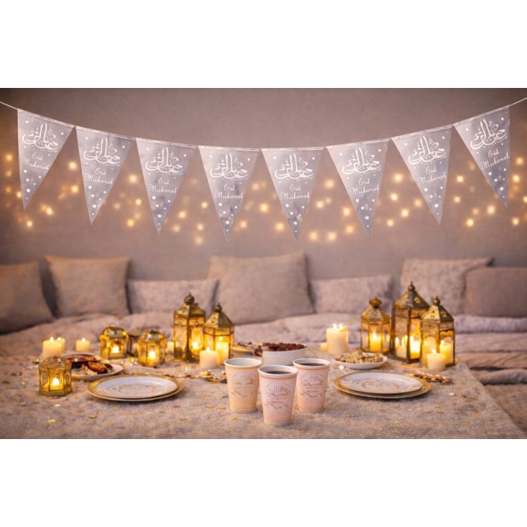 Guirlande Eid Mubarak – 10 Fanions Triangulaires (1,65 m)