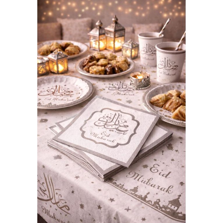 Serviettes Eid Mubarak – Lot de 10 pour Table de Fête