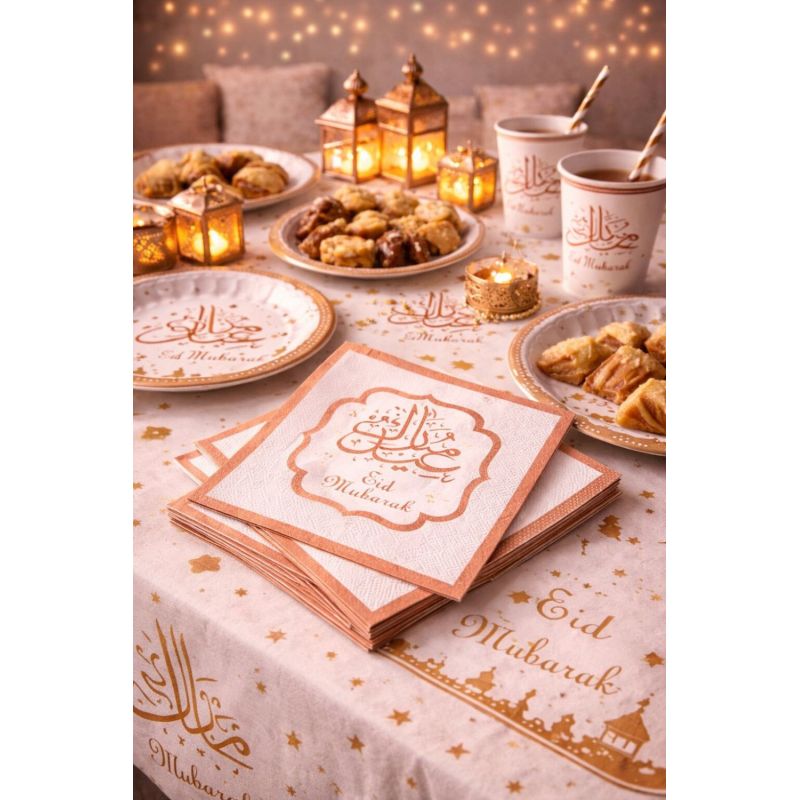 Serviettes Eid Mubarak – Lot de 10 pour Table de Fête
