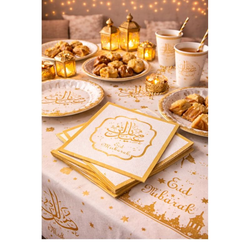Serviettes Eid Mubarak – Lot de 10 pour Table de Fête