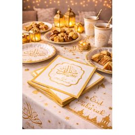 Serviettes Eid Mubarak – Lot de 10 pour Table de Fête