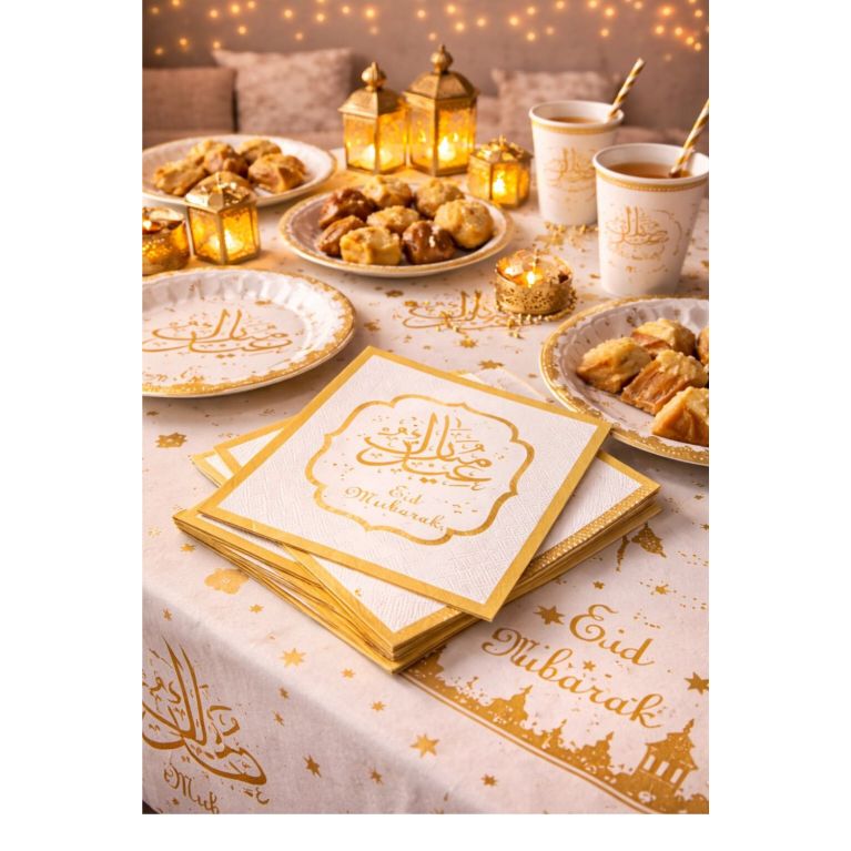 Serviettes Eid Mubarak – Lot de 10 pour Table de Fête