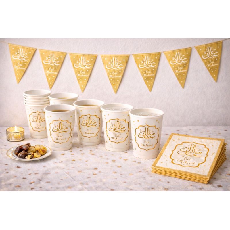 Eid Mubarak Gold Decoration Pack – The Essential Table Set