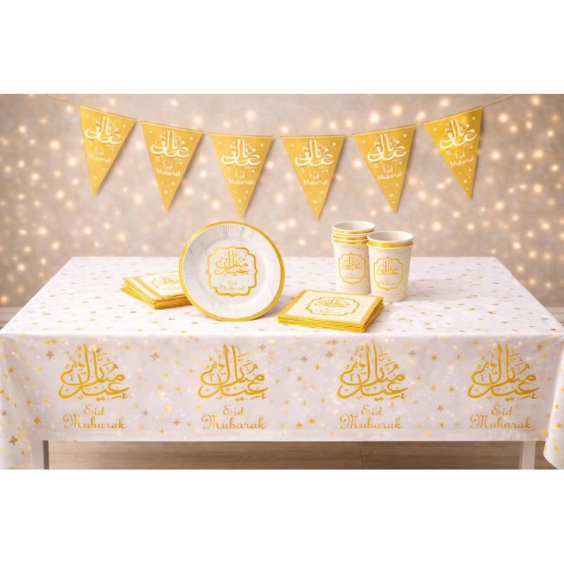 Pack Décoration Eïd Mubarak Doré– Table et déco prête à recevoir