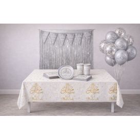 Pack Décoration Eïd Mubarak Argenté – Table, mur et coin photo