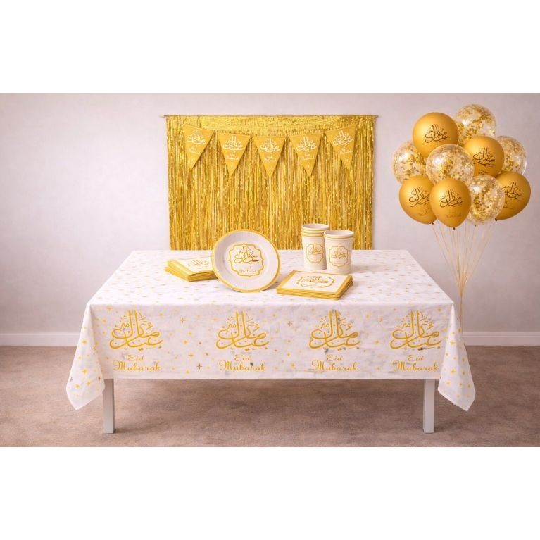 Pack Décoration Eïd Mubarak Doré – Table, mur et coin photo