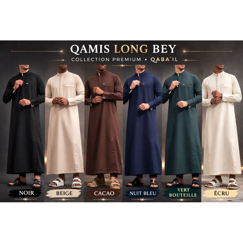 Qamis BEY Bleu Nuit Long Gamme Premium – Qaba’il