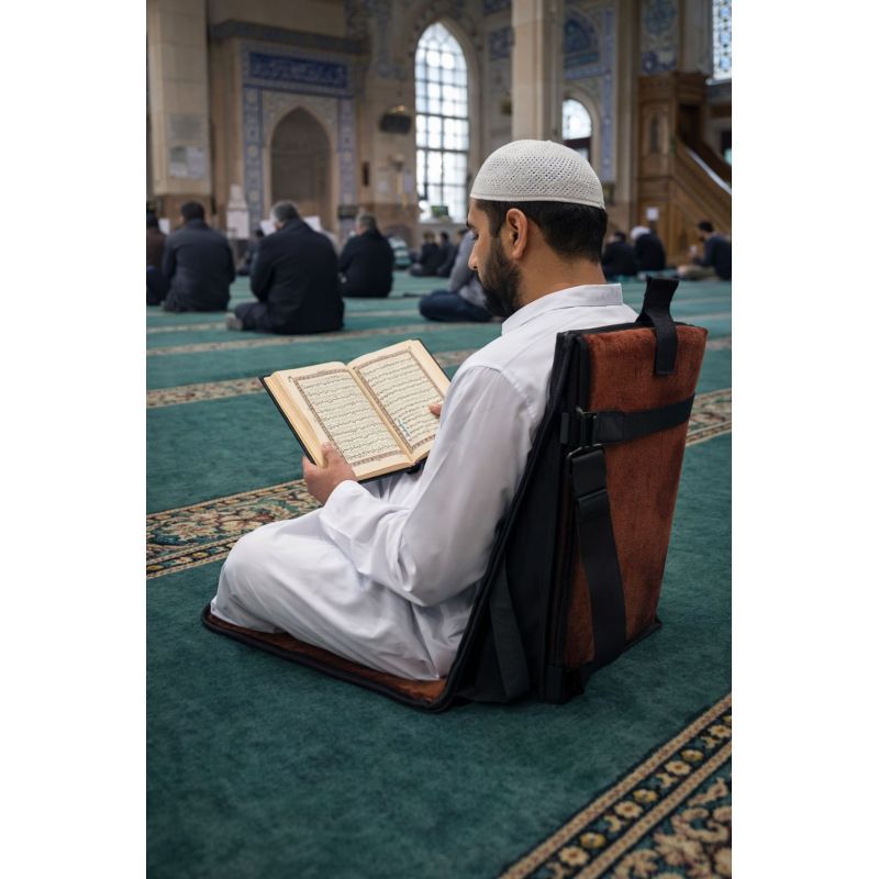 3-in-1 foldable prayer mat with back support and carry bag