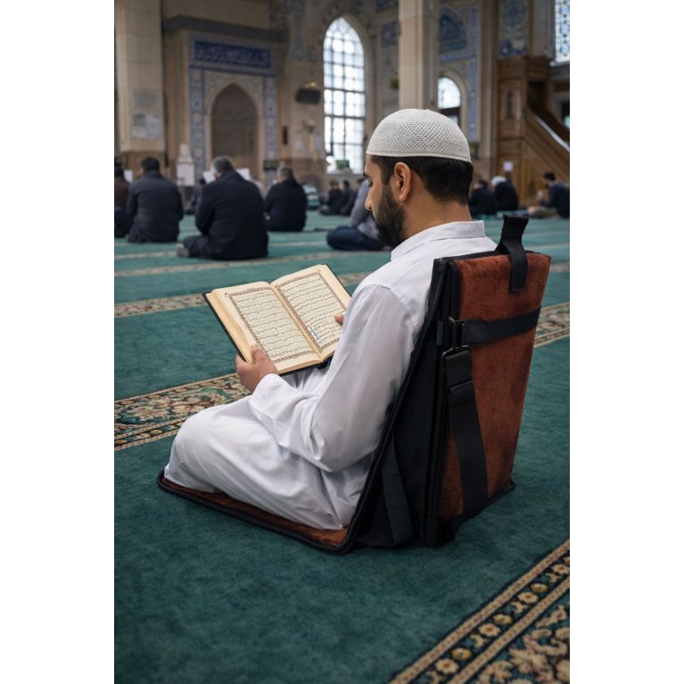 Tapis de prière pliable 3 en 1 avec dossier et sacoche