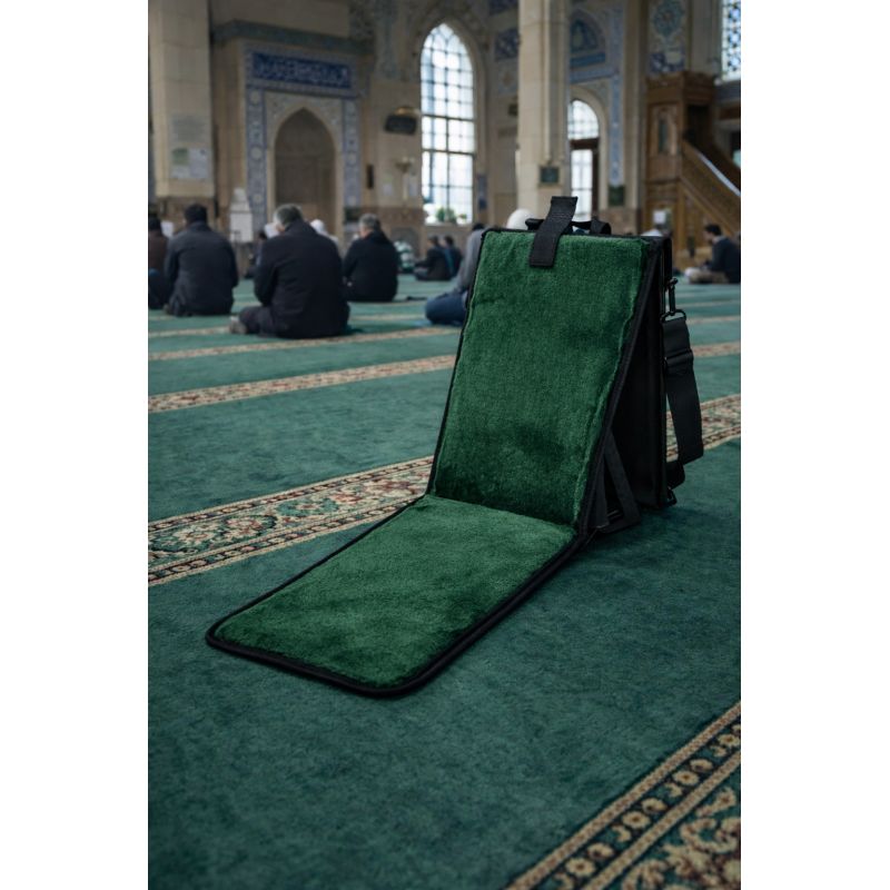 3-in-1 foldable prayer mat with back support and carry bag