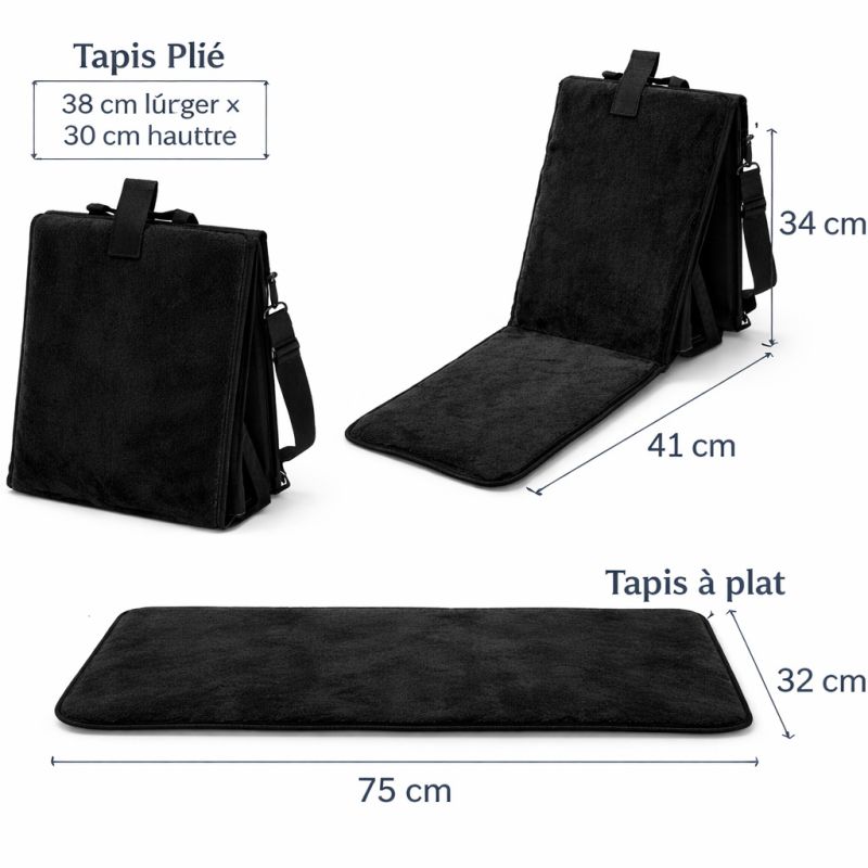 Tapis de prière pliable 3 en 1 avec dossier et sacoche