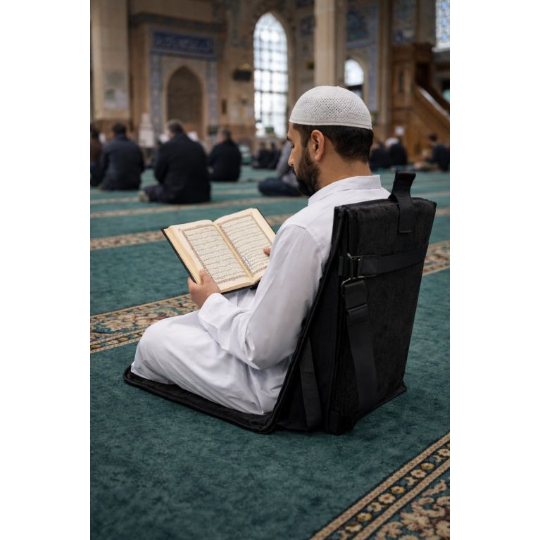 3-in-1 foldable prayer mat with back support and carry bag