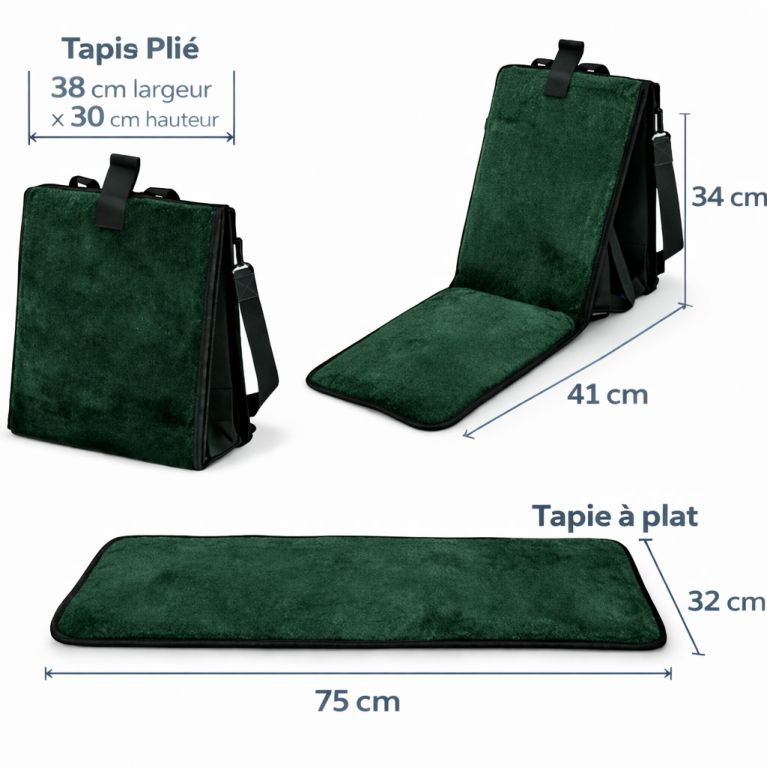 3-in-1 foldable prayer mat with back support and carry bag