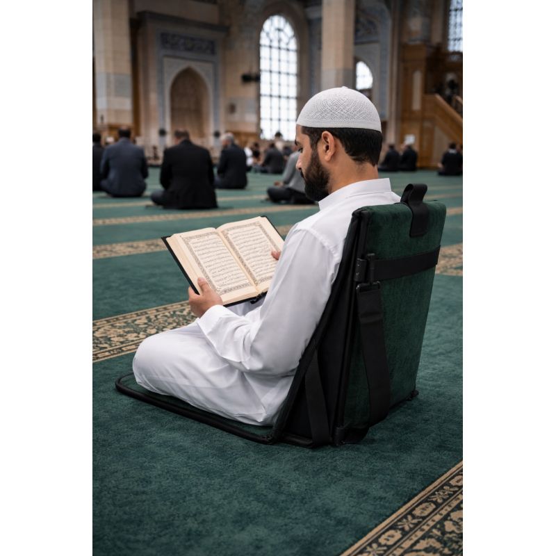 3-in-1 foldable prayer mat with back support and carry bag