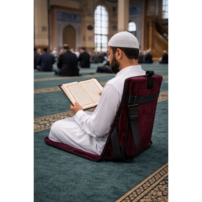 3-in-1 foldable prayer mat with back support and carry bag