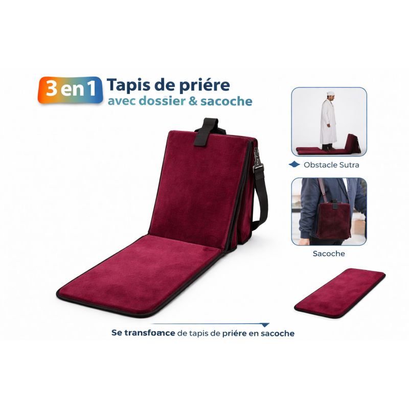 3-in-1 foldable prayer mat with back support and carry bag