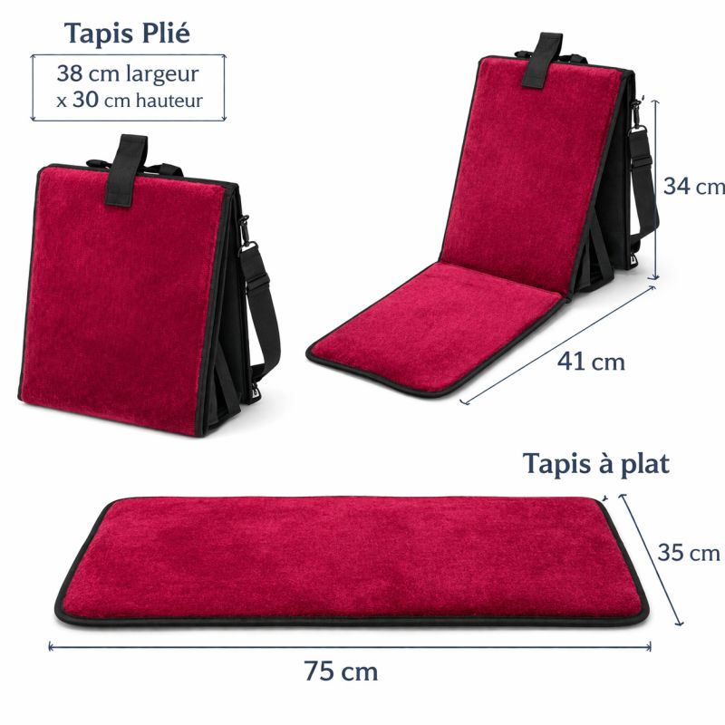 3-in-1 foldable prayer mat with back support and carry bag