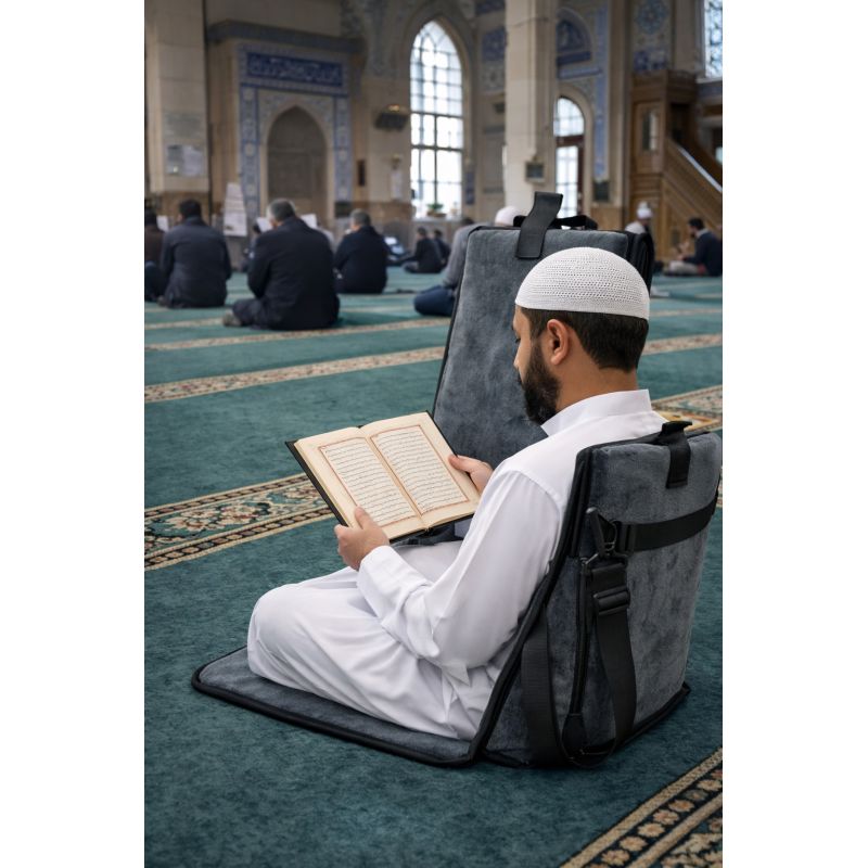 3-in-1 foldable prayer mat with back support and carry bag