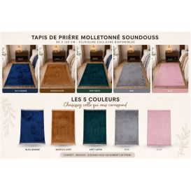 Tapis de prière molletonné Soundouss 80 x 120 cm – Toutes les couleurs