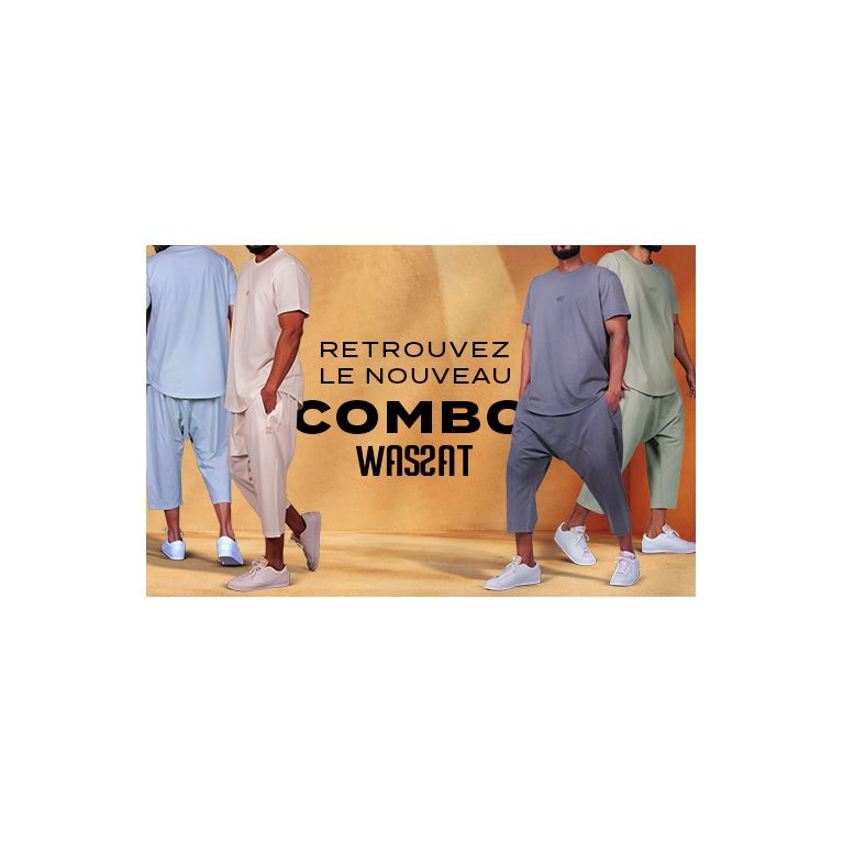 Ensemble saroual homme Combo Wassat t-shirt oversize et pantacourt - marques de vêtement pour musulman