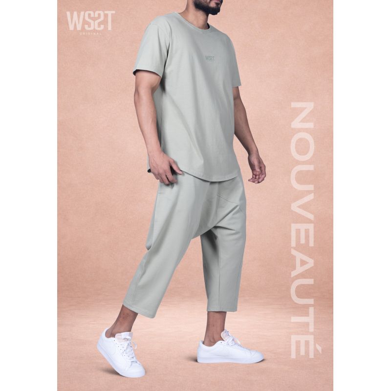 Ensemble saroual homme Combo Wassat t-shirt oversize et pantacourt - marques de vêtement pour musulman