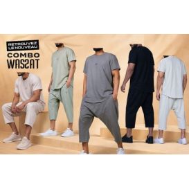 Ensemble saroual homme Combo Wassat t-shirt oversize et pantacourt - marques de vêtement pour musulman