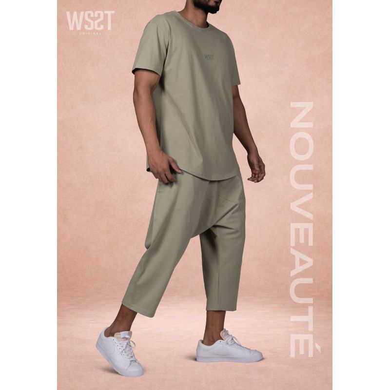 Ensemble saroual homme Combo Wassat t-shirt oversize et pantacourt - marques de vêtement pour musulman