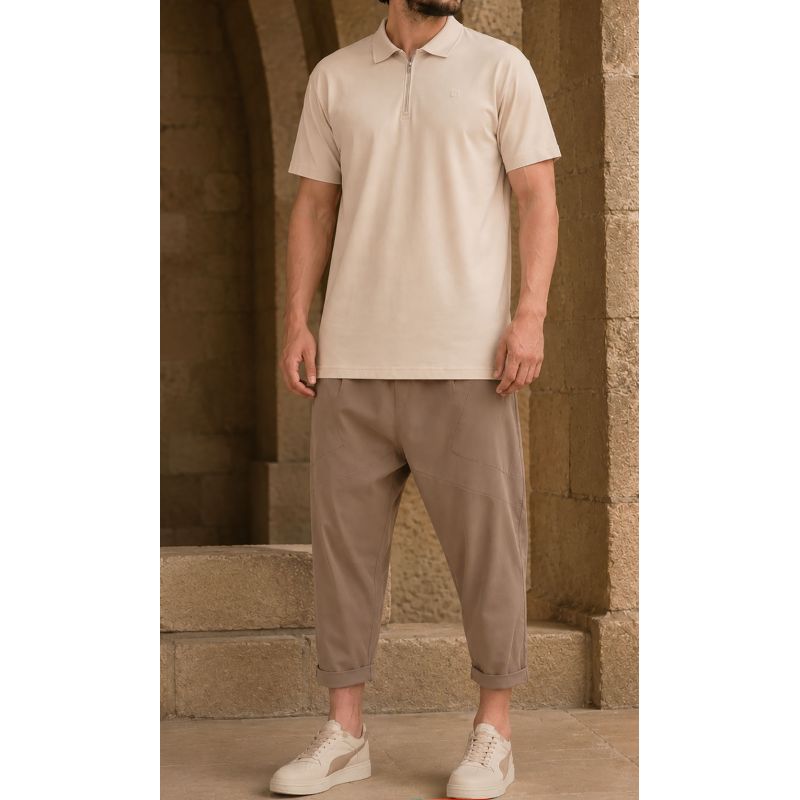 Qaba'il oversized zip polo