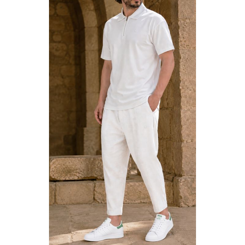 Qaba'il oversized zip polo