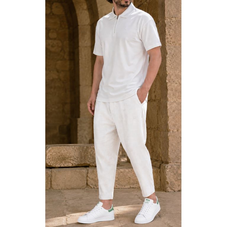 Qaba'il oversized zip polo