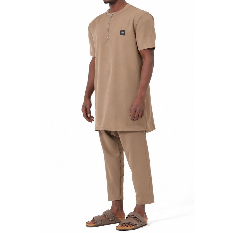 Qabail Silent Set with Zipped Tunic and Straight Sarouel