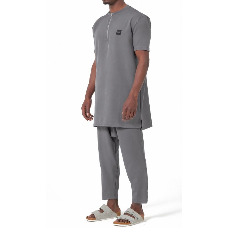 Qabail Silent Set with Zipped Tunic and Straight Sarouel