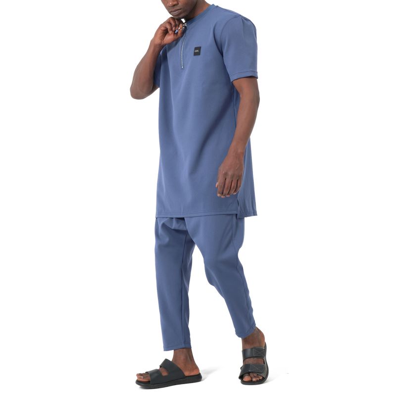 Qabail Silent Set with Zipped Tunic and Straight Sarouel