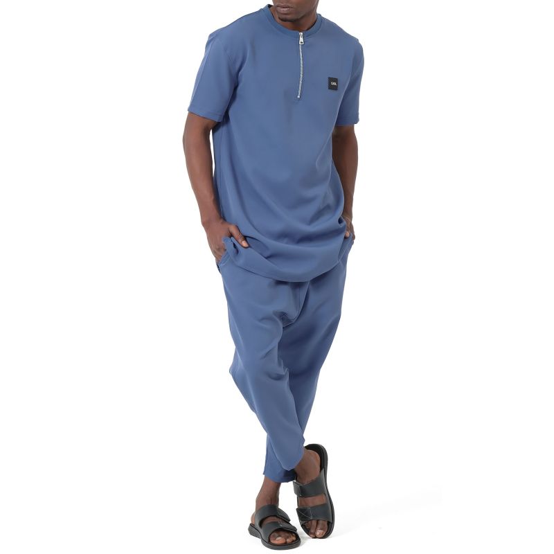 Qabail Silent Set with Zipped Tunic and Straight Sarouel