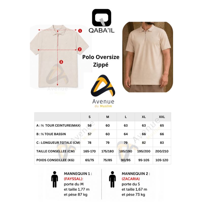 Qaba'il oversized zip polo
