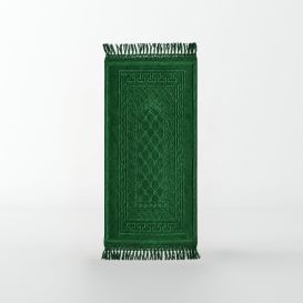 Tapis Enfant de Prière avec Motif Mirhab - Vert - Molletonné, Épais et Très Doux - Confortable et Anti-Dérapant - 42 x80